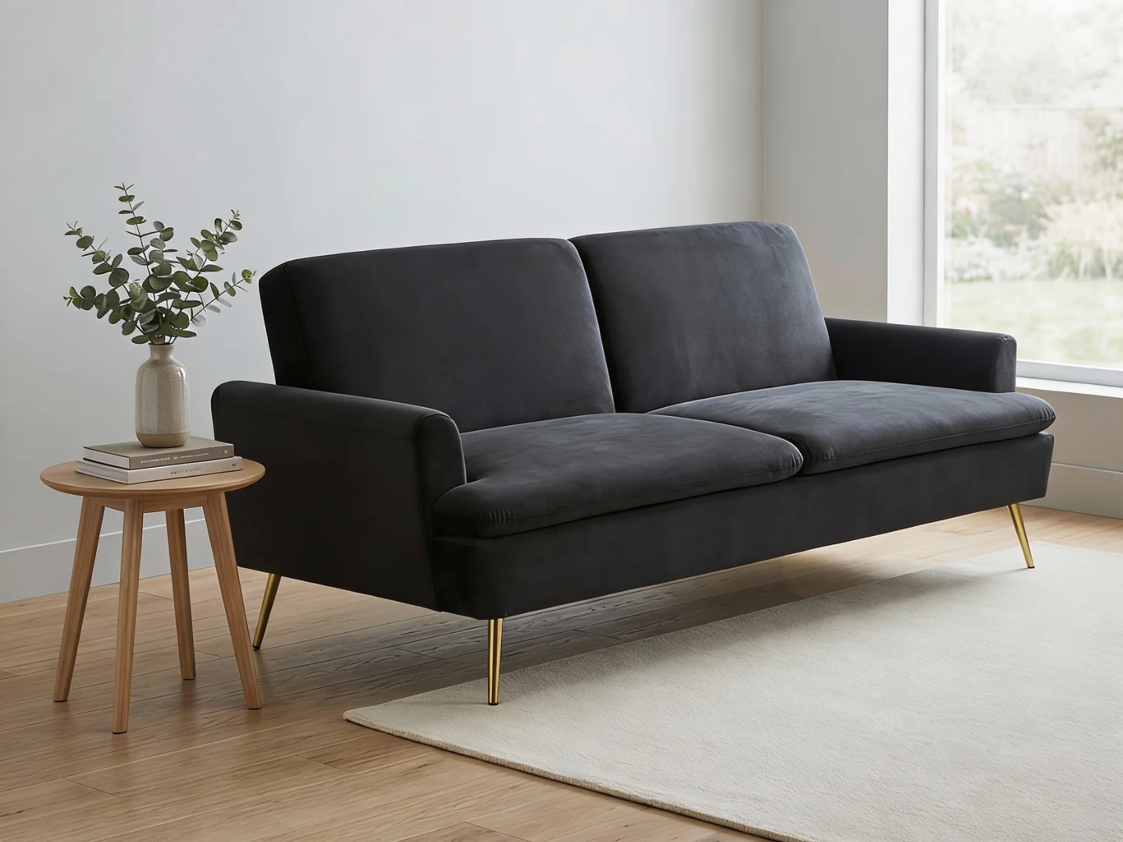 Gyllene Velvet Sofa Bed - Black - Image 10