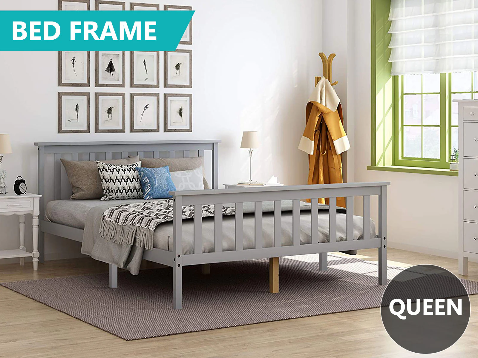 Hampshire Bed Frame Grey & Euro Top Mattress B34 - Queen - Image 15