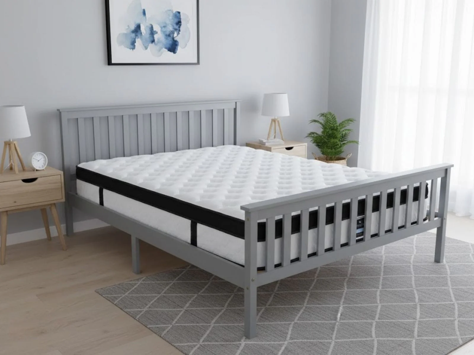 Hampshire Bed Frame Grey & Euro Top Mattress G31 - Queen - Image 2