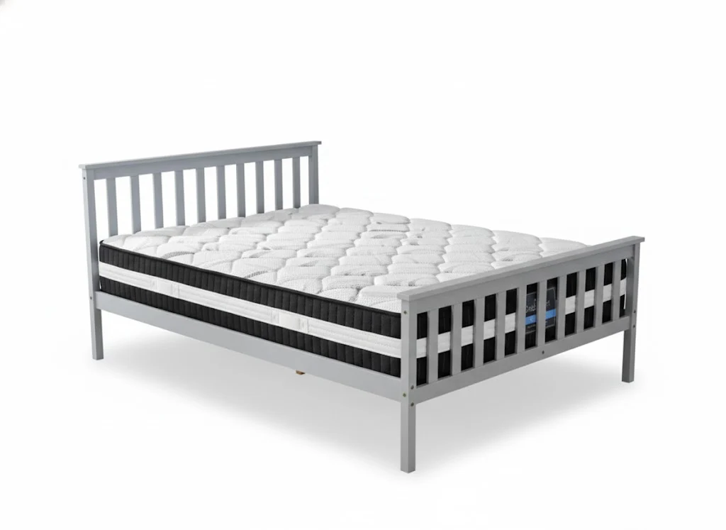 Hampshire Bed Frame Grey & Euro Top Mattress L30 - Double