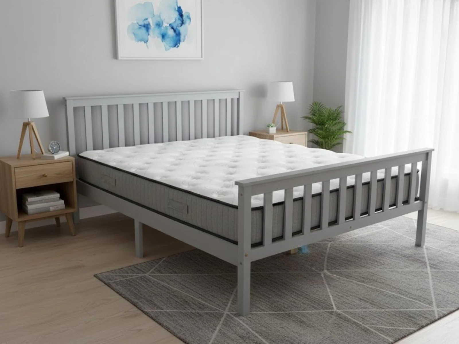 Hampshire Bed Frame Grey & FIRM23 Mattress - Queen - Image 2