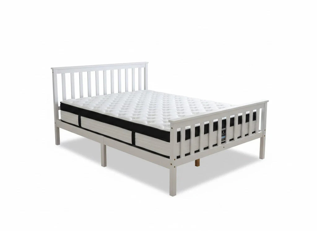 Hampshire Bed Frame White & Euro Top Mattress G31 - Queen