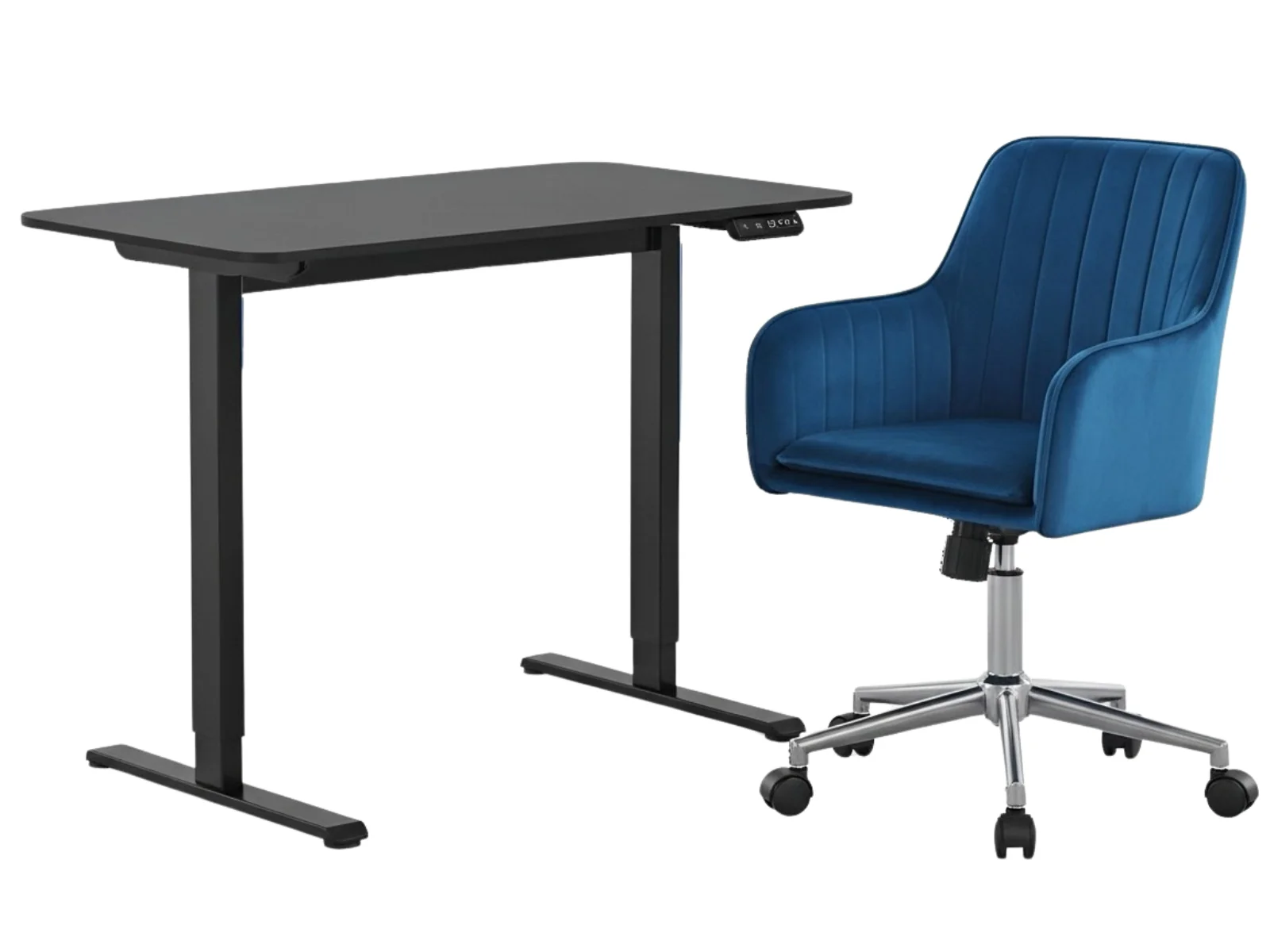 Height Adjustable Desk Set LK All Black & Artechwork Office Chair
