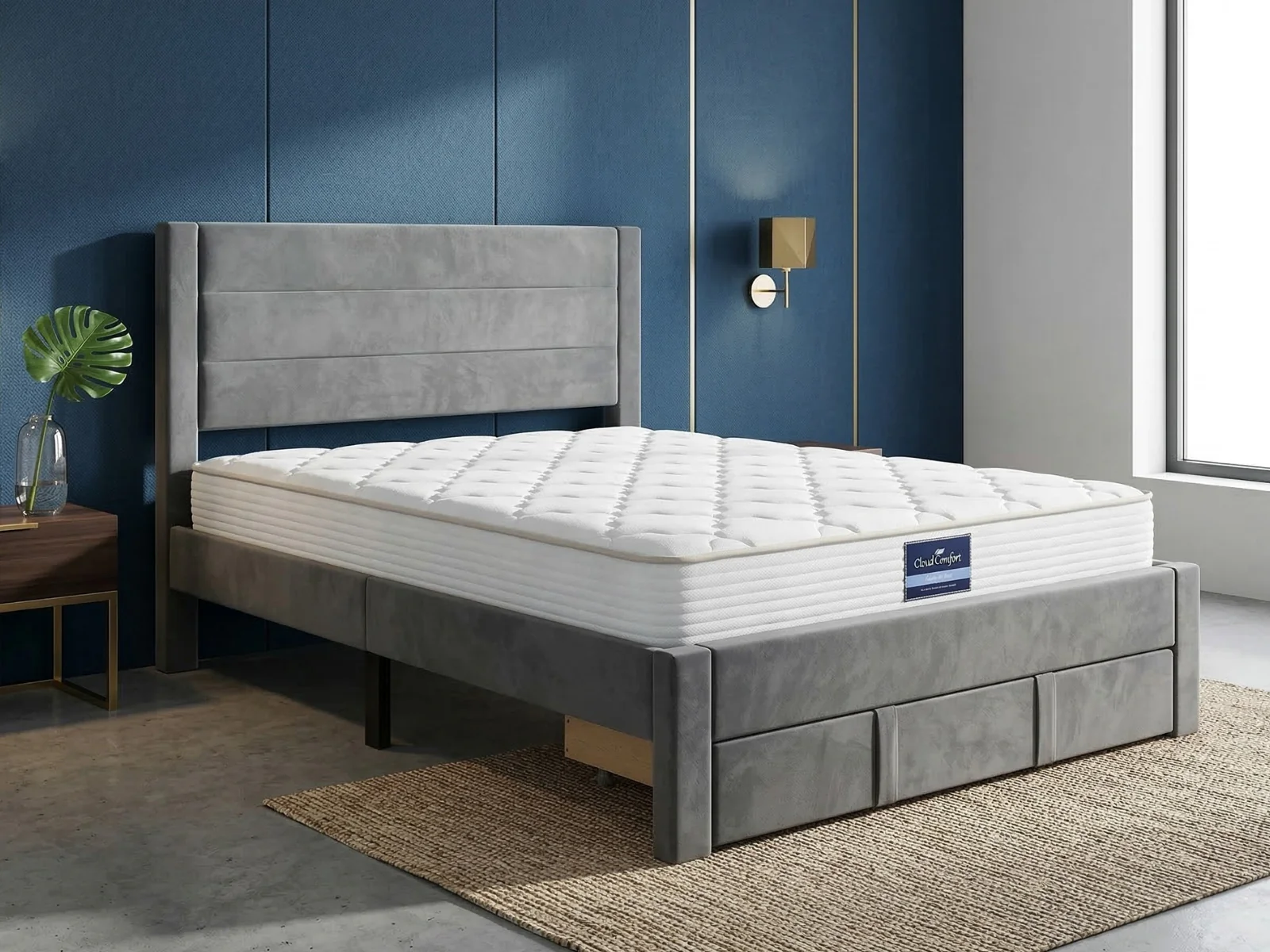 Heloise Bed Frame With Drawer & PIL20 Mattress with Pillows - Double - Image 2