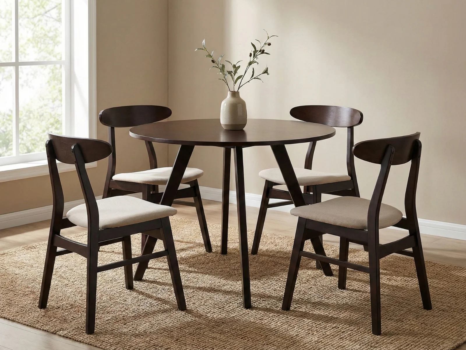 Hexa Round Dining Table Wenge - 100 cm & Fiesta Dining Chair Wenge - Set of 4 - Image 2