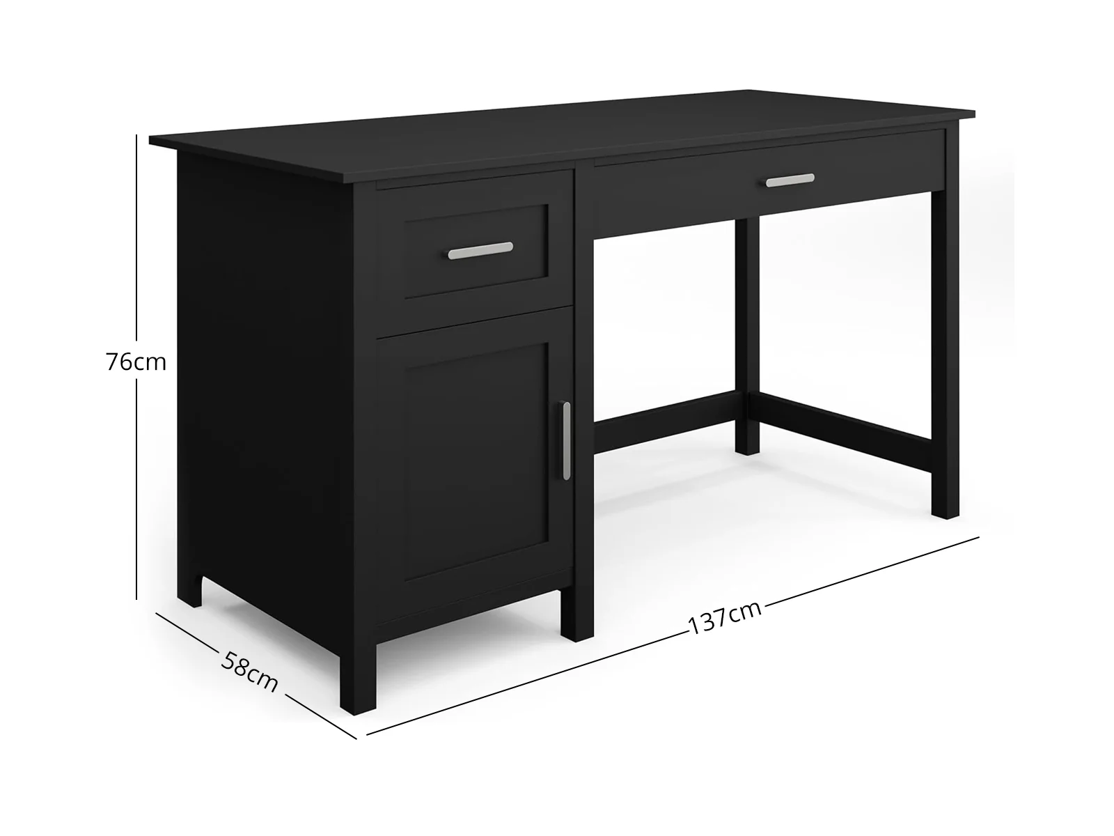 Home Office Desk with Storage - Black - Image 6