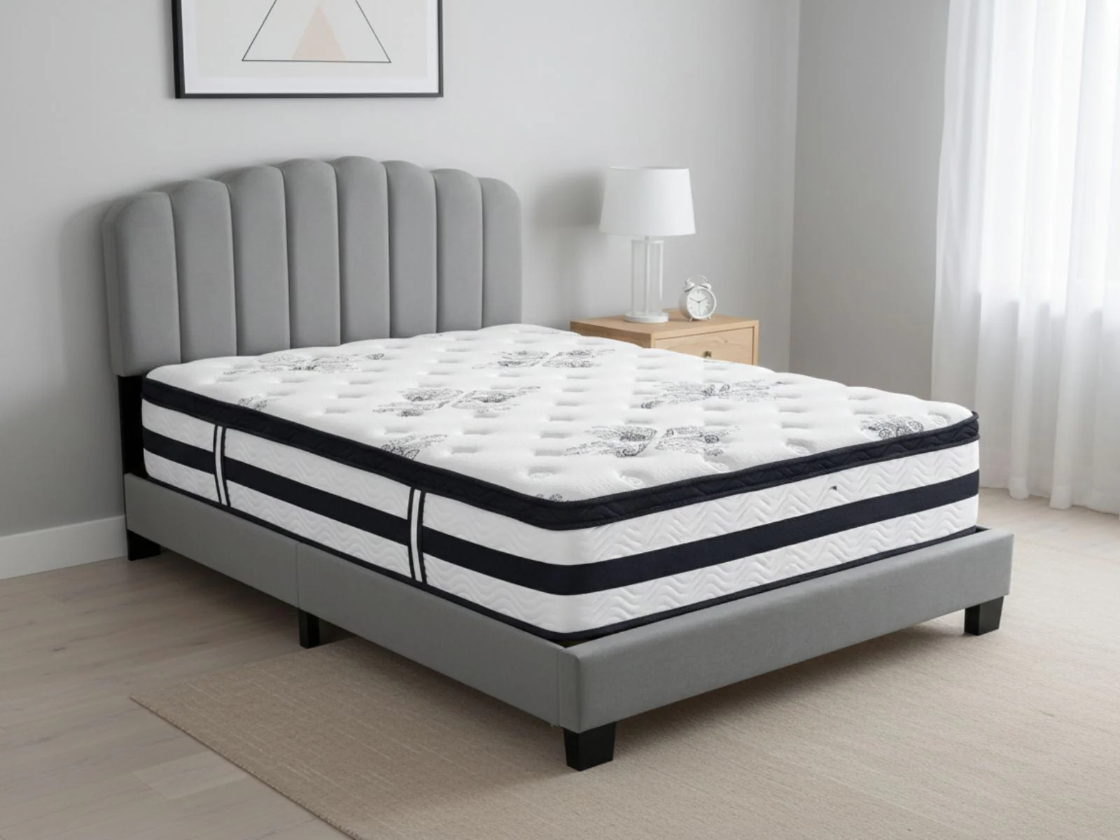 Innogen Bed Frame Grey & Euro Top Mattress K34 - Double - Image 2