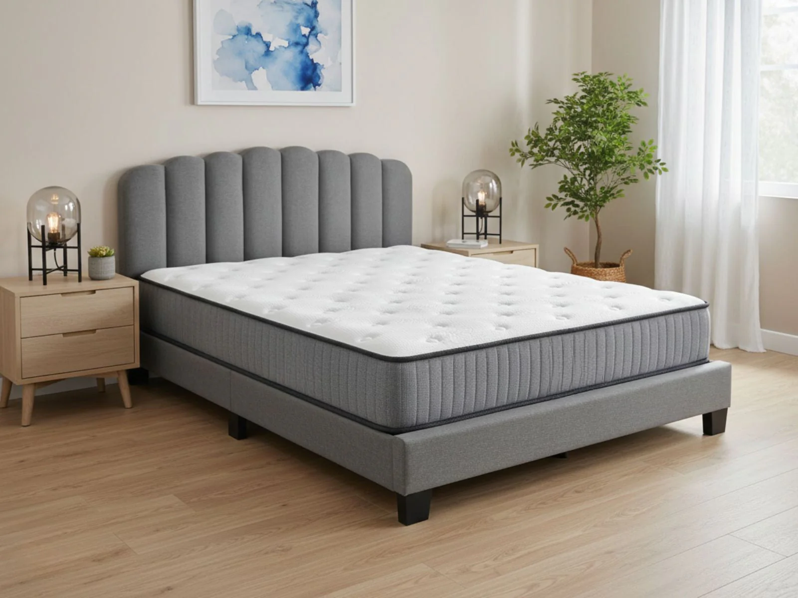 Innogen Bed Frame Grey & FIRM23 Mattress - Queen - Image 2