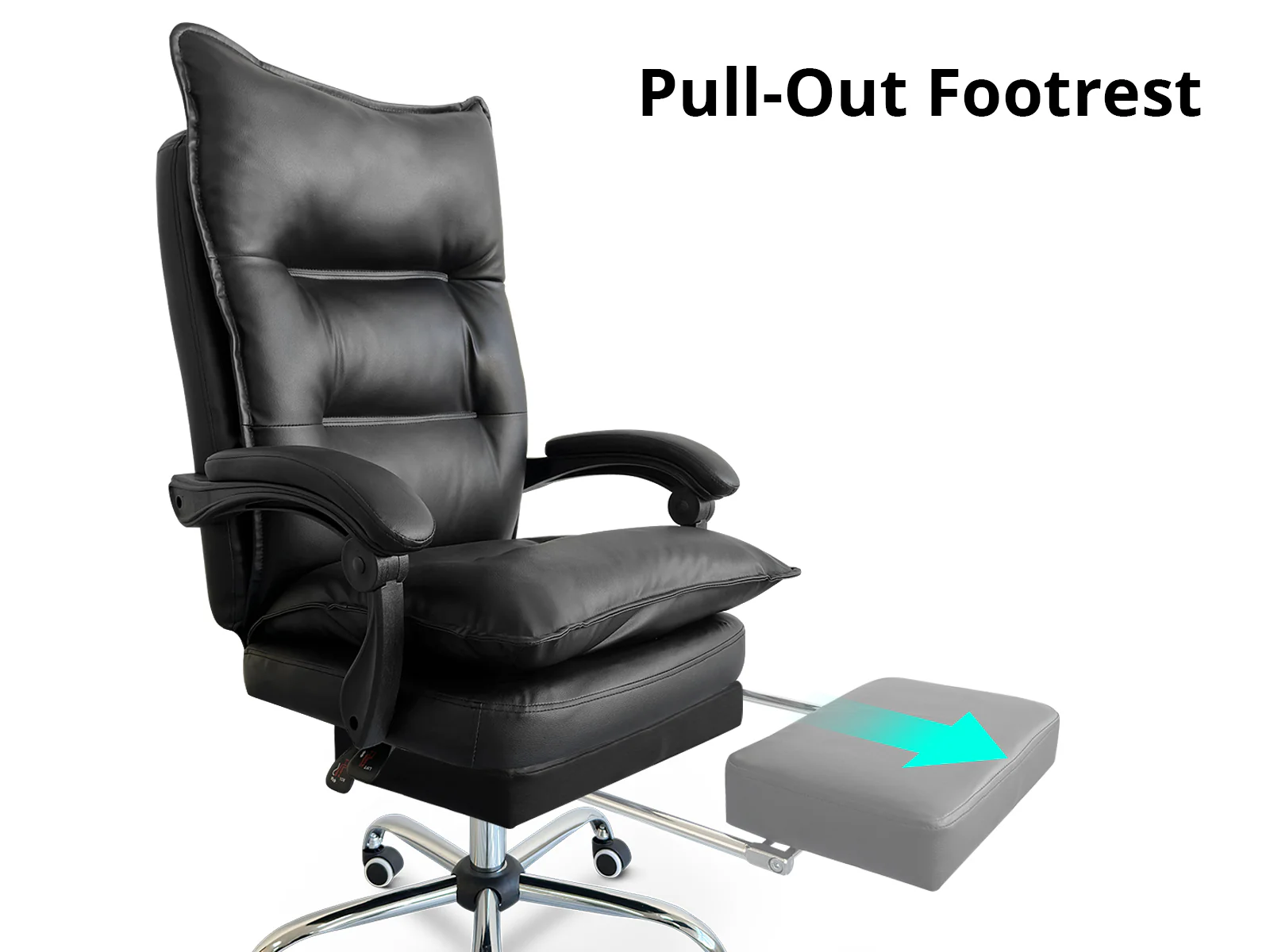 Irina L-Shaped Computer Desk & New Markus Office Chair with Footrest PU Black - Image 14