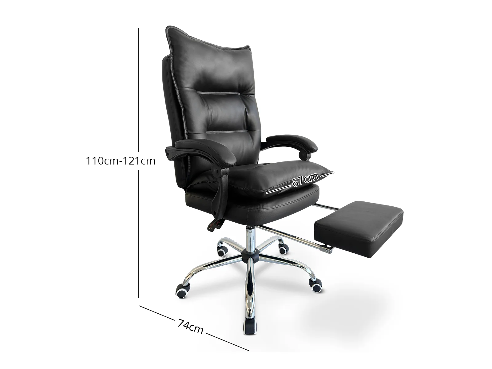 Irina L-Shaped Computer Desk & New Markus Office Chair with Footrest PU Black - Image 19
