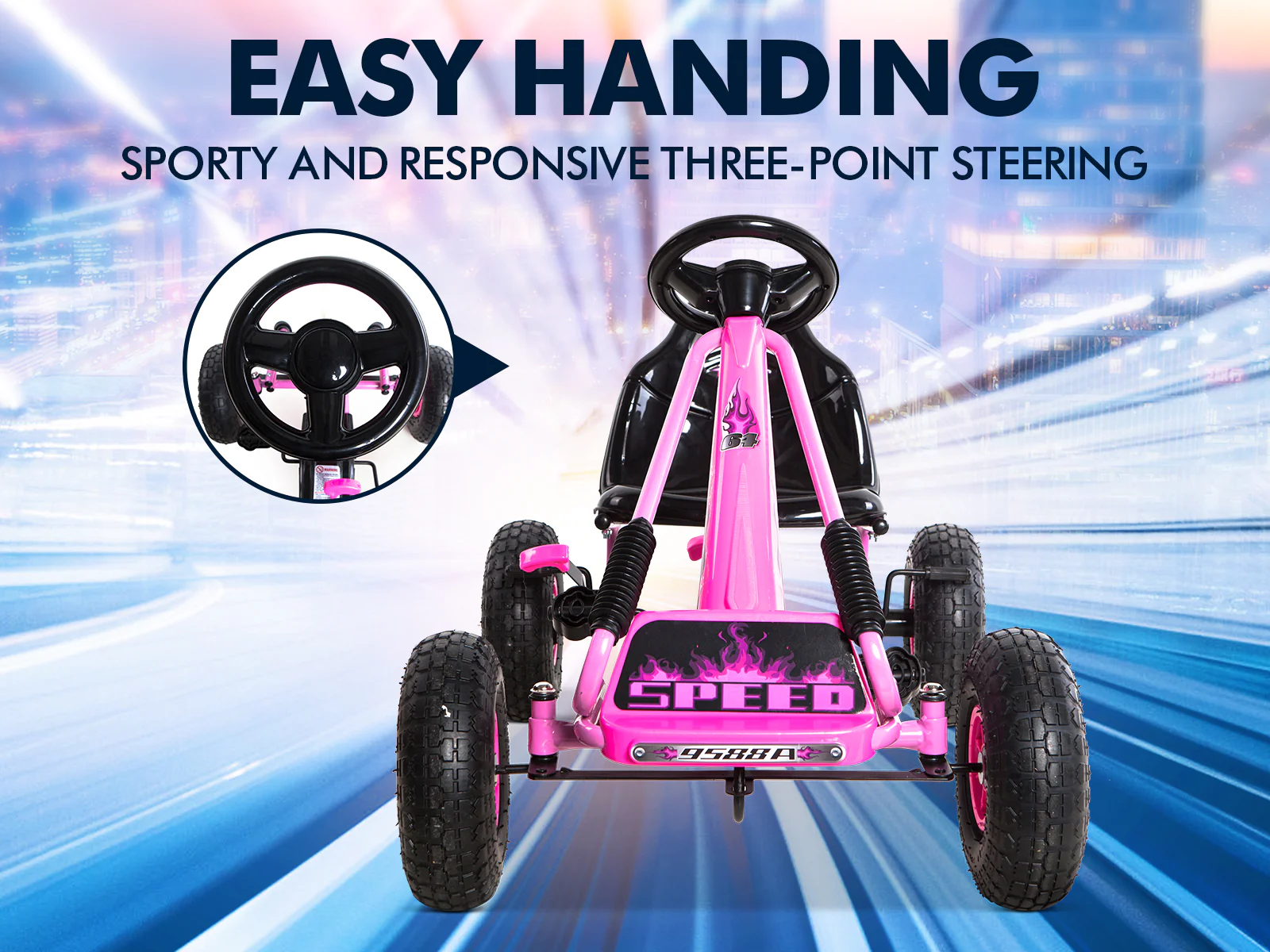 Kids Go Kart With Hand Brake - Pink - Image 4
