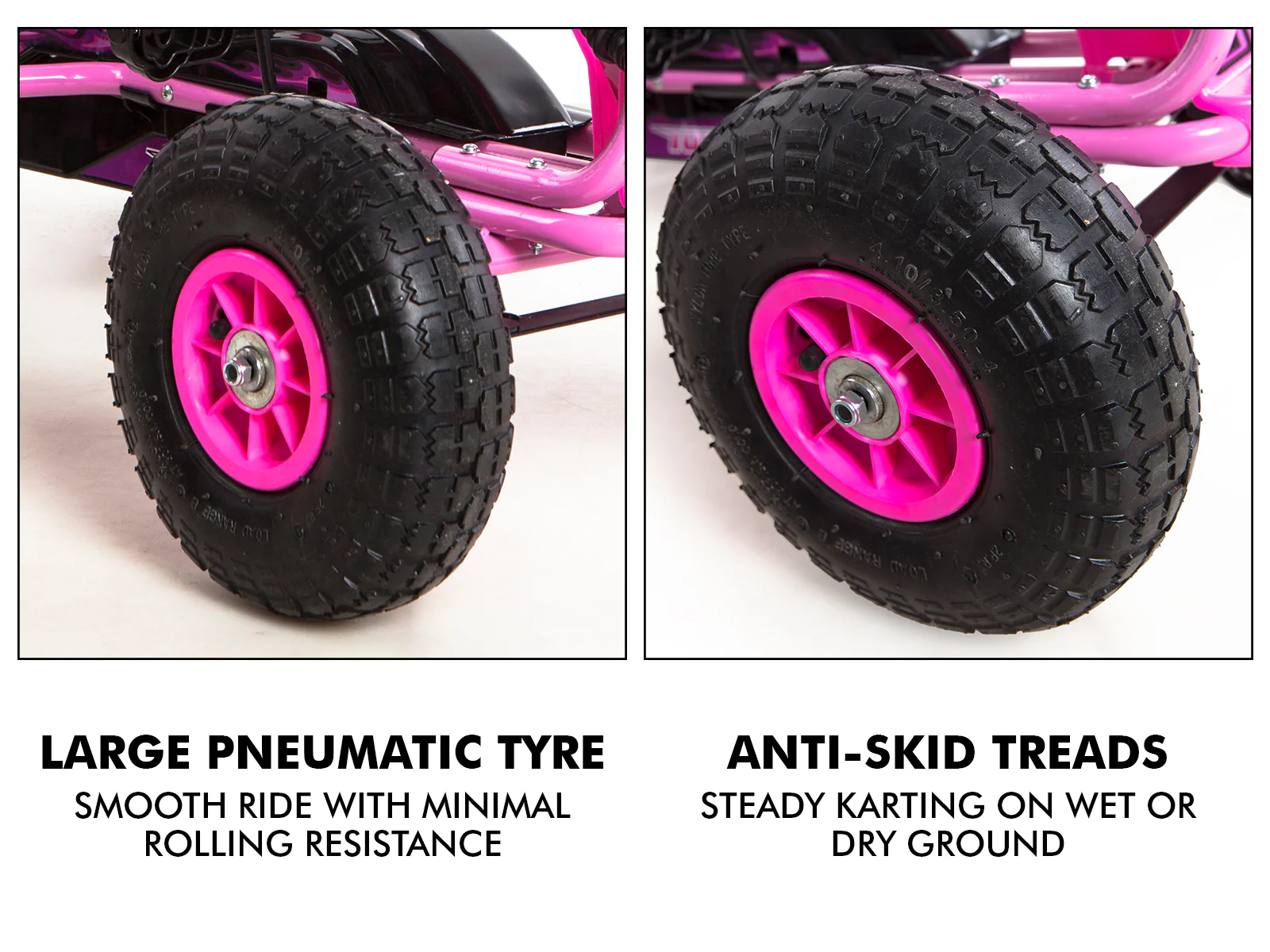 Kids Go Kart With Hand Brake - Pink - Image 9