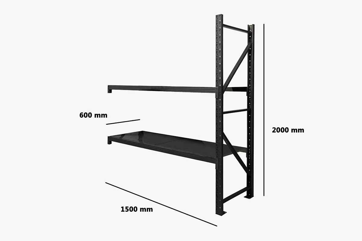 2-Layer Longspan Shelving Add-On Black – 1.5 M - Image 3