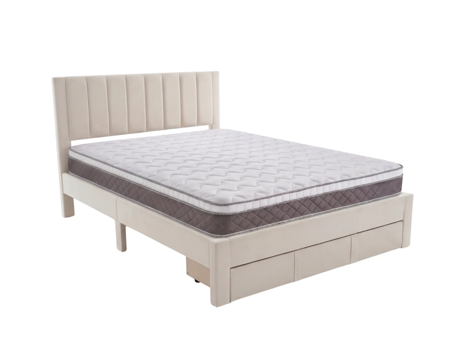 Manolo Bed Frame With Drawer & MEM23 Mattress - Queen