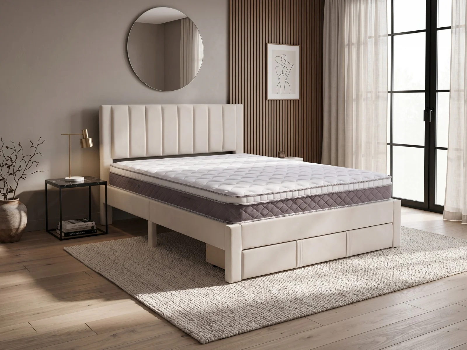 Manolo Bed Frame With Drawer & MEM23 Mattress - Queen - Image 2