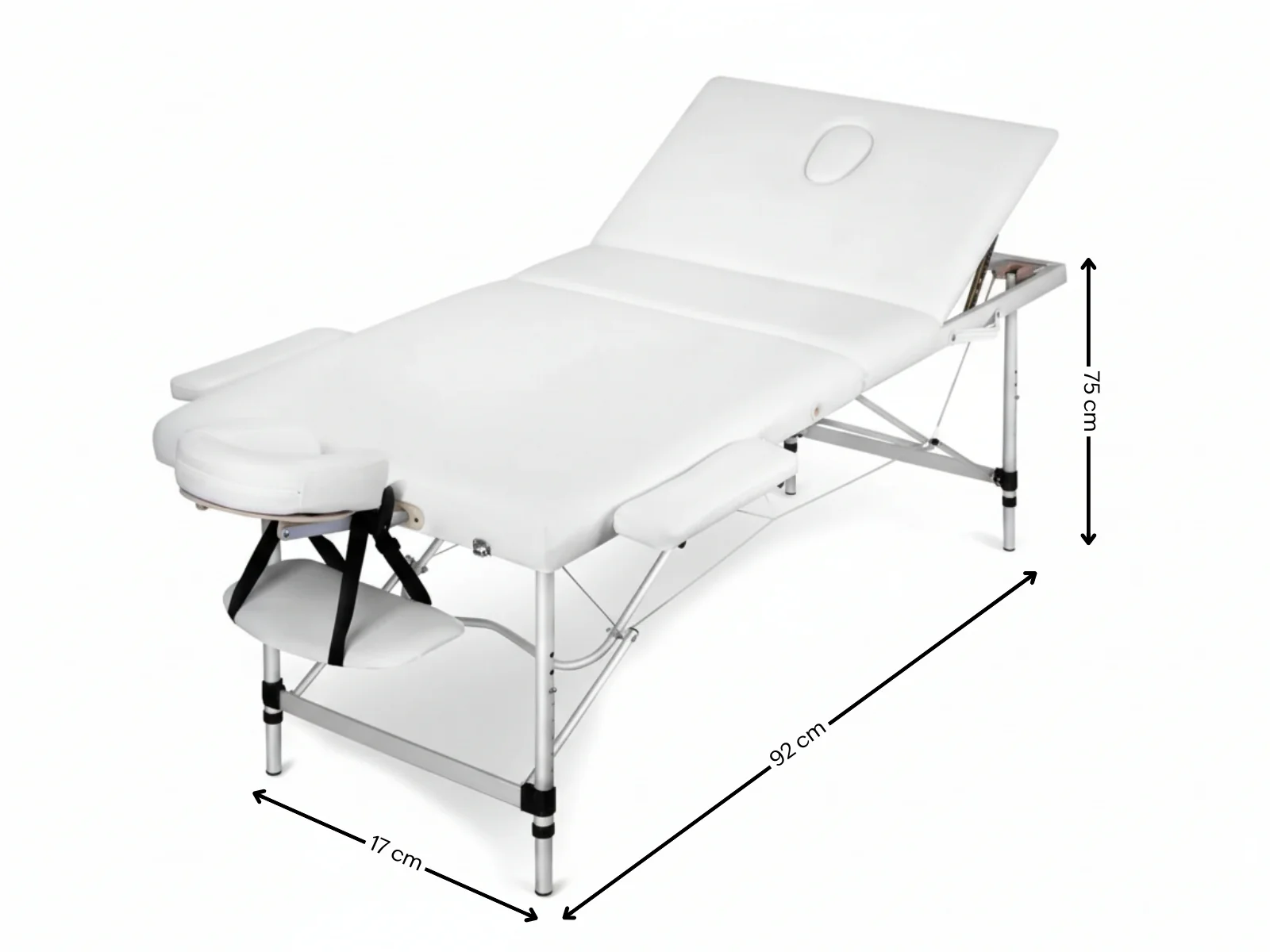 3-Fold Portable Aluminum Massage Table - White - Image 9