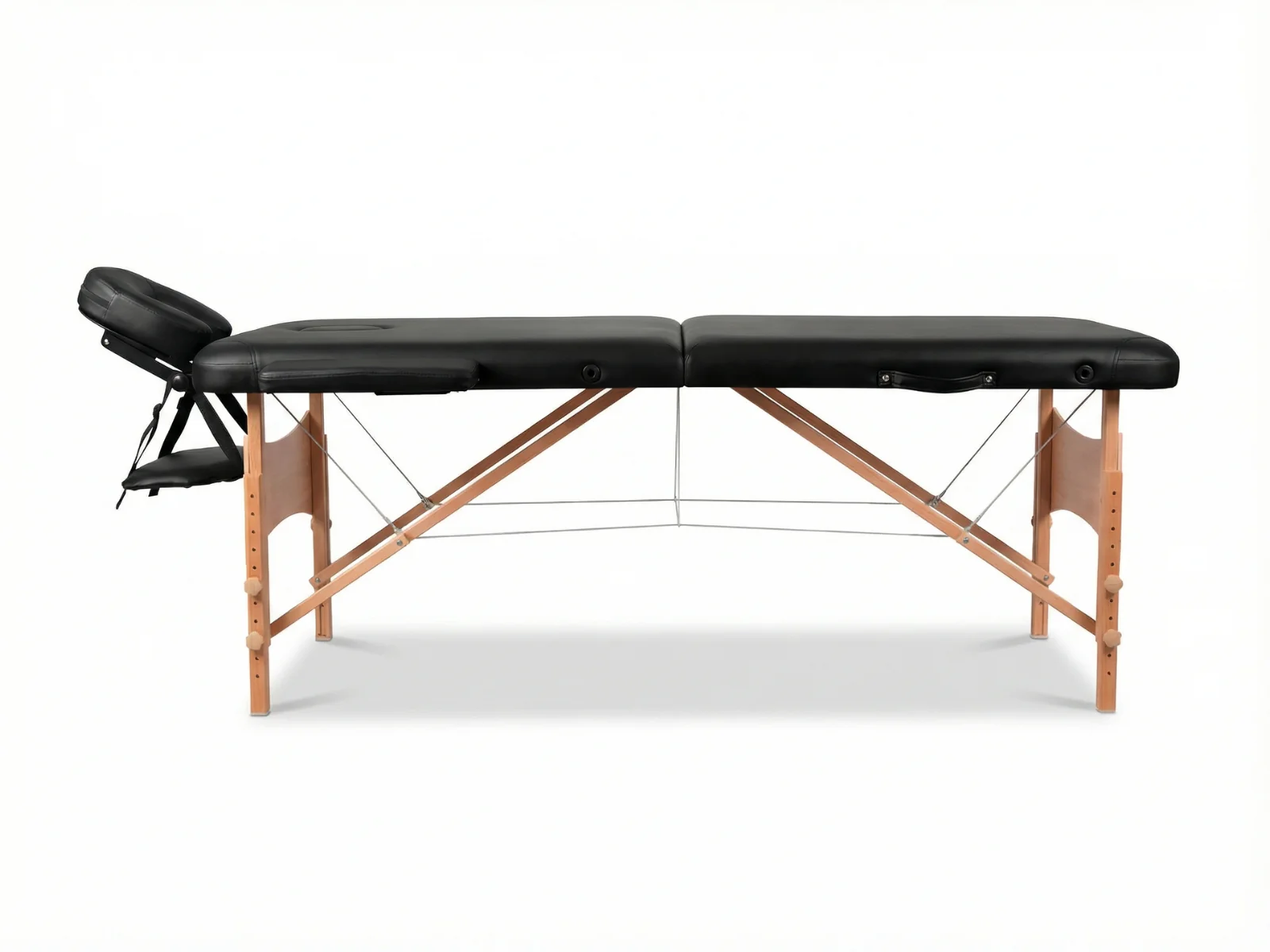 3-Fold Portable Wooden Massage Table - Black - Image 6