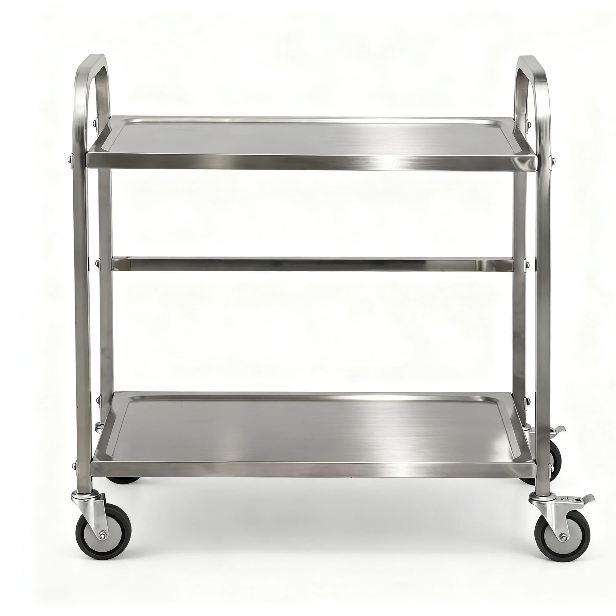 Cefito 2-Tier Stainless Steel Kitchen Trolley with Wheels 84x56x98cm - Image 3