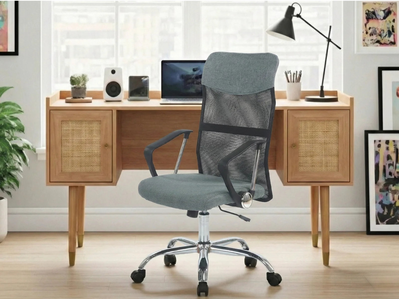 Naturlig Writing Desk & Meshmallow Office Chair 001 grey - Image 2