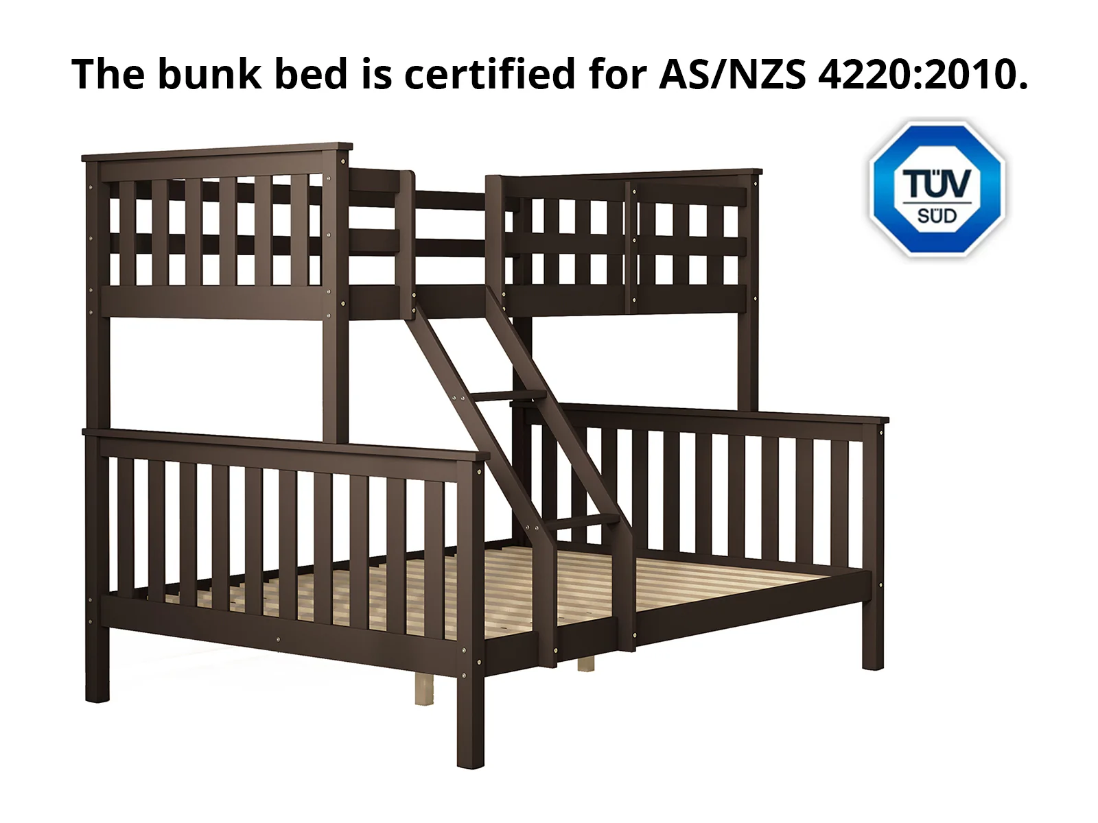 New Chico Triple Bunk Bed - Walnut & Bon15 Single + Bon21 Double Mattresses - Image 4