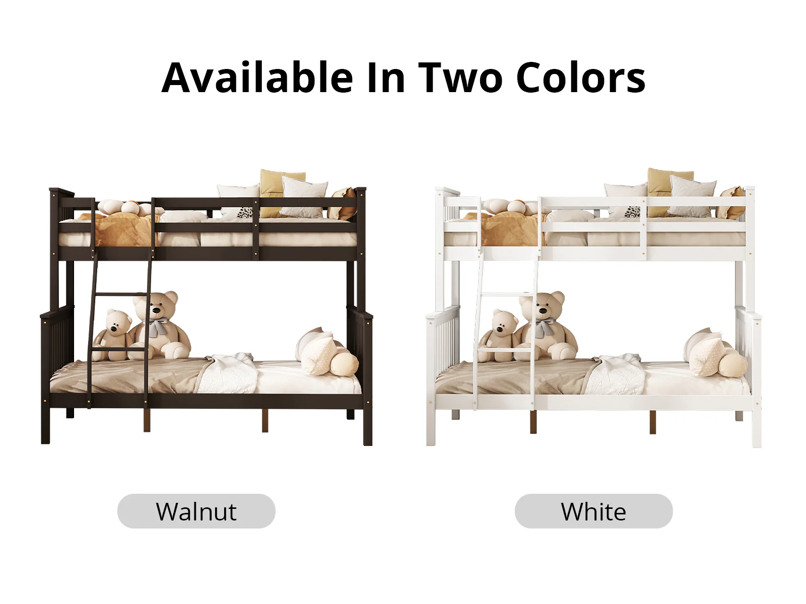 New Chico Triple Bunk Bed - Walnut & Bon15 Single + Bon21 Double Mattresses - Image 8