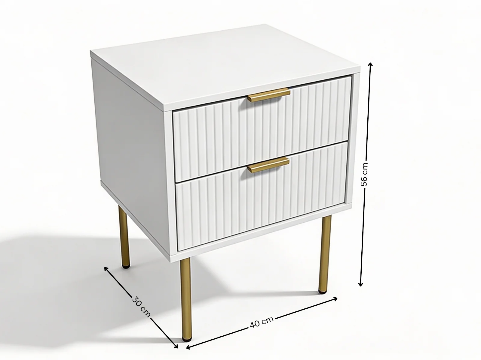2-Drawer Bedside Table White - Image 10