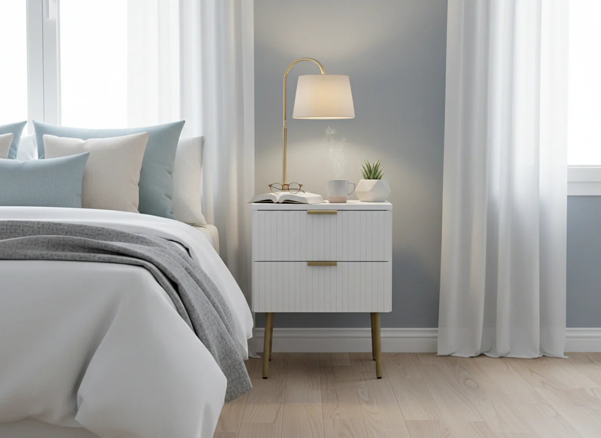 2-Drawer Bedside Table White - Image 2