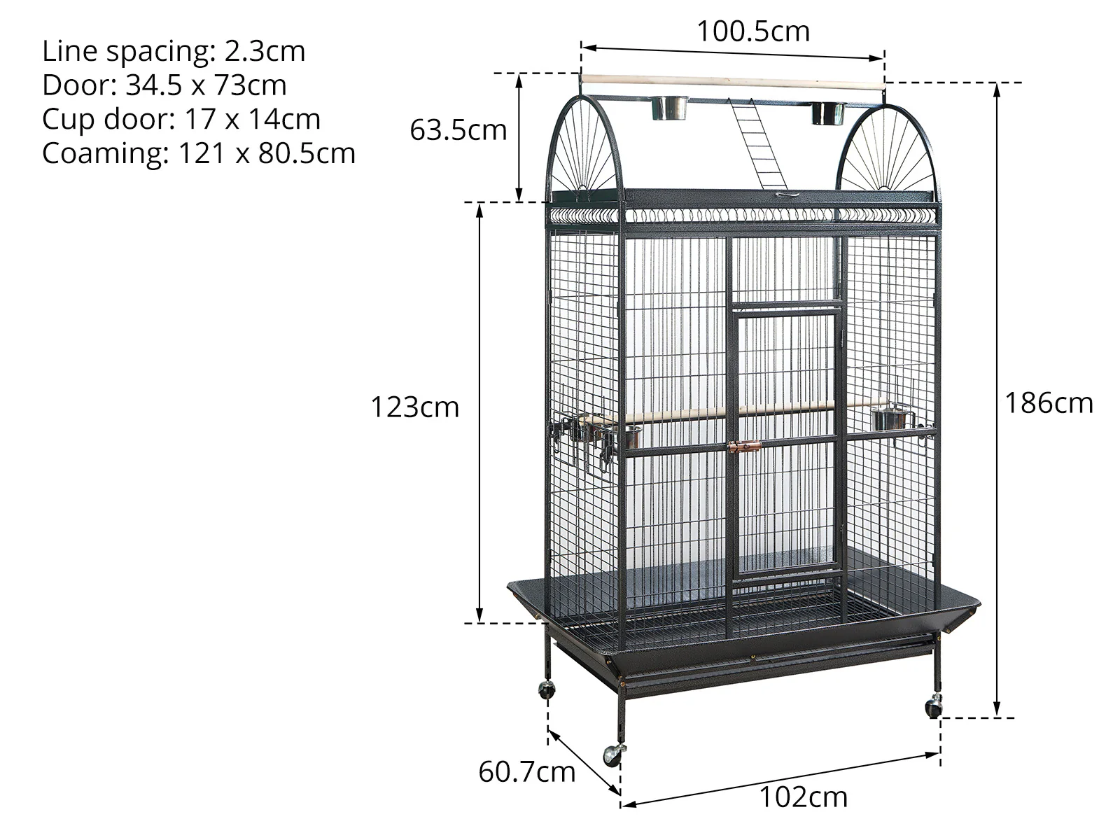 Iron Bird Cage with Playing Area - 186 cm - Image 7