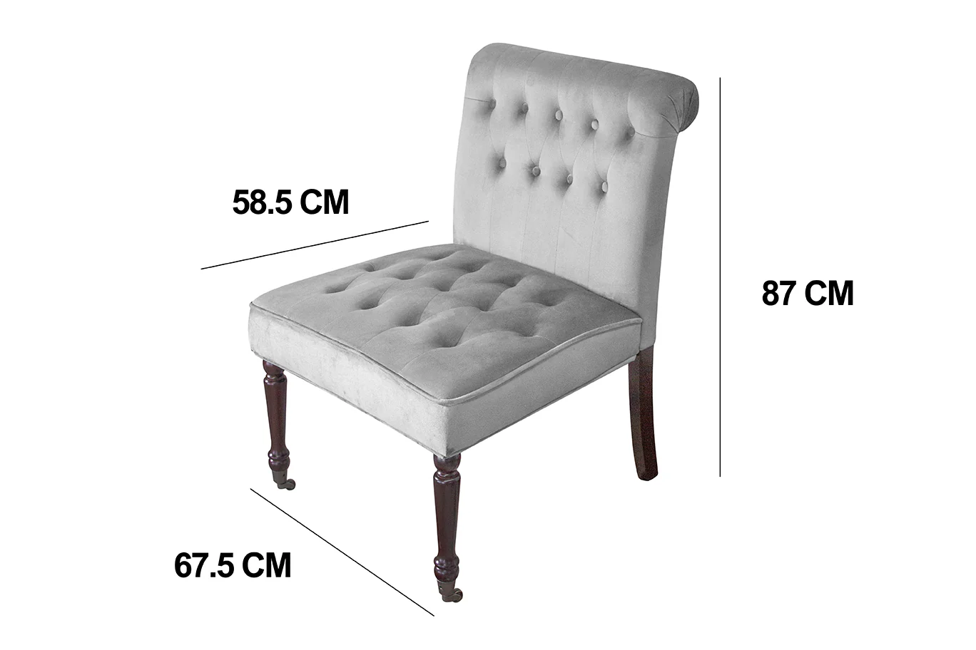 Pirie Velvet Accent Chair - Grey - Image 3