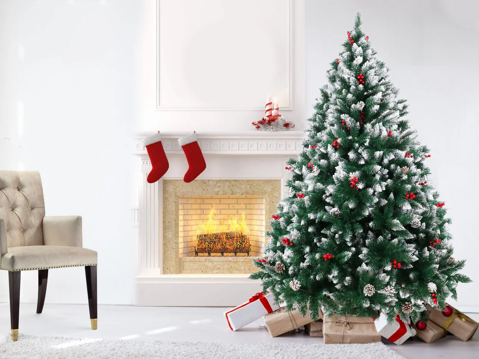 PVC Christmas Tree with Snow - 6Ft/180 cm - Image 9