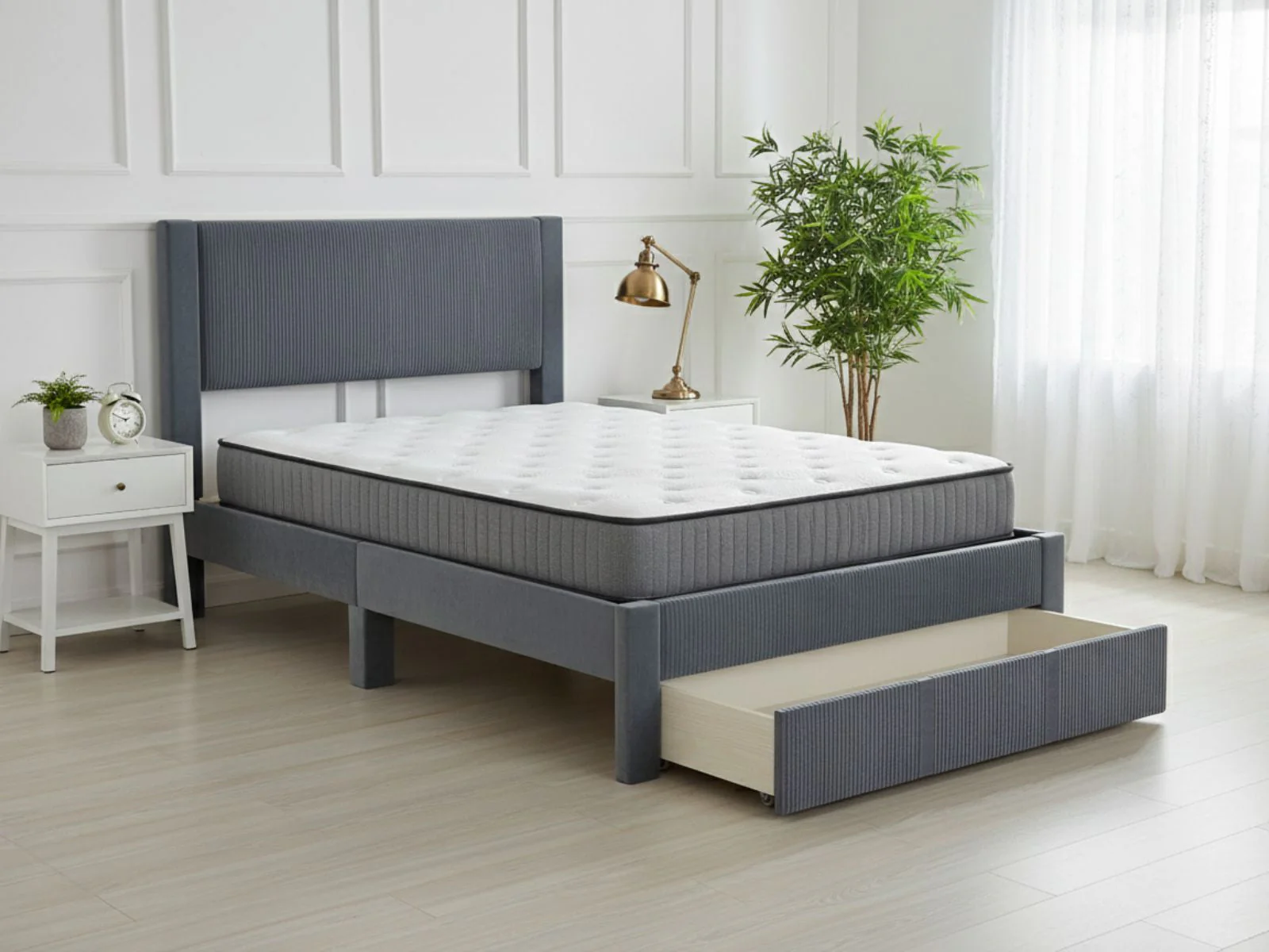 Rae Bed Frame With Drawer & FIRM23 Mattress - Queen - Image 2