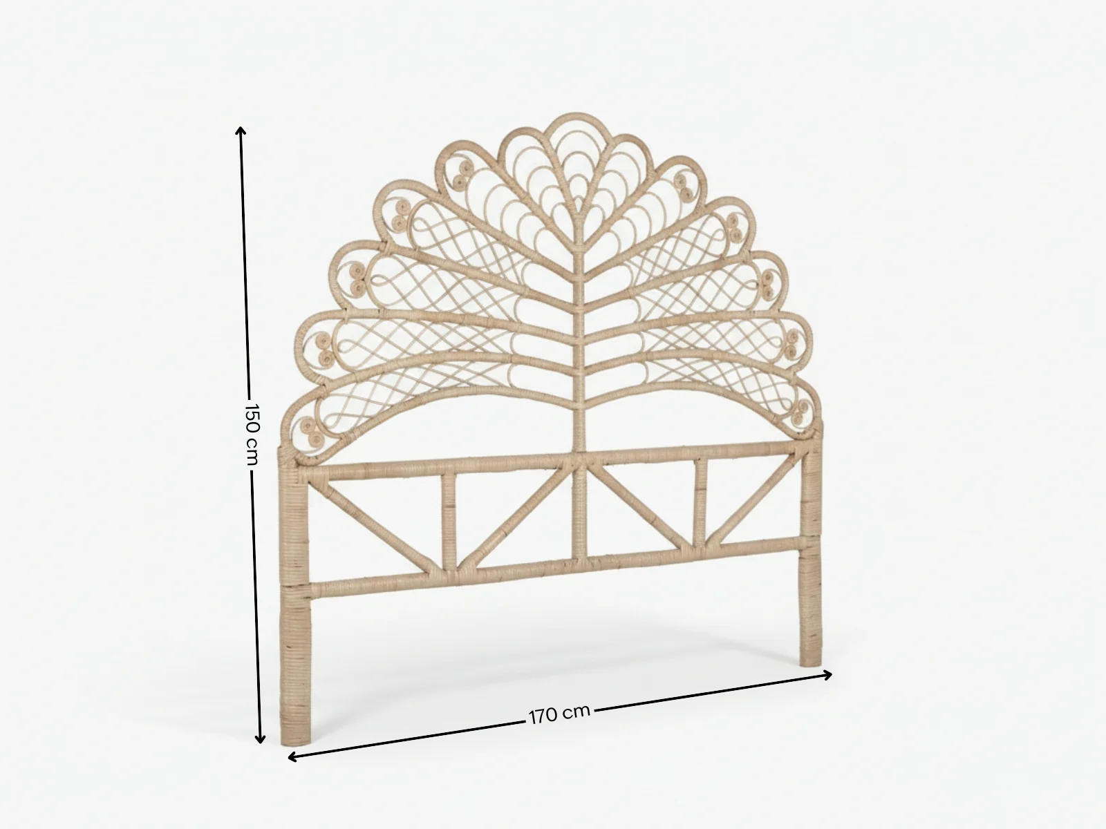 Rattan Headboard Leaf Natural - King - Image 10