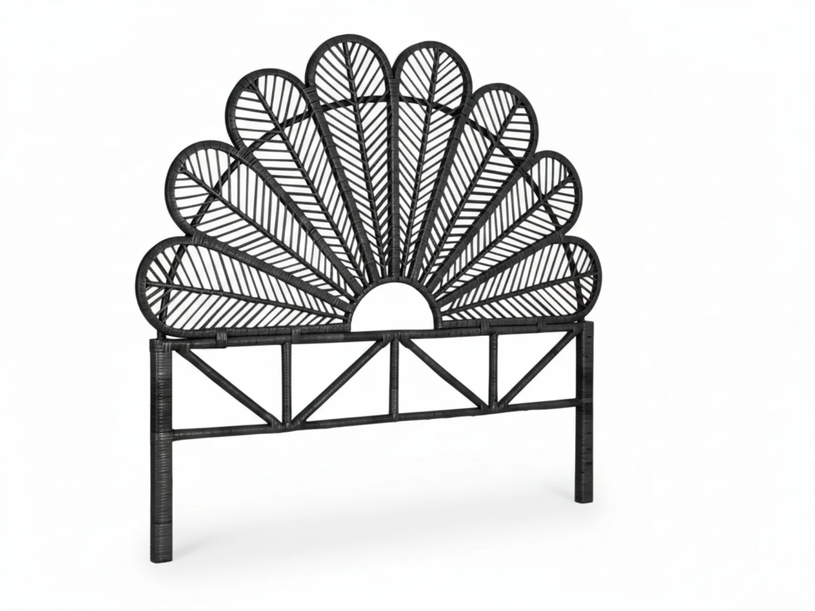 Rattan Headboard Peacock Black - Double - Image 4