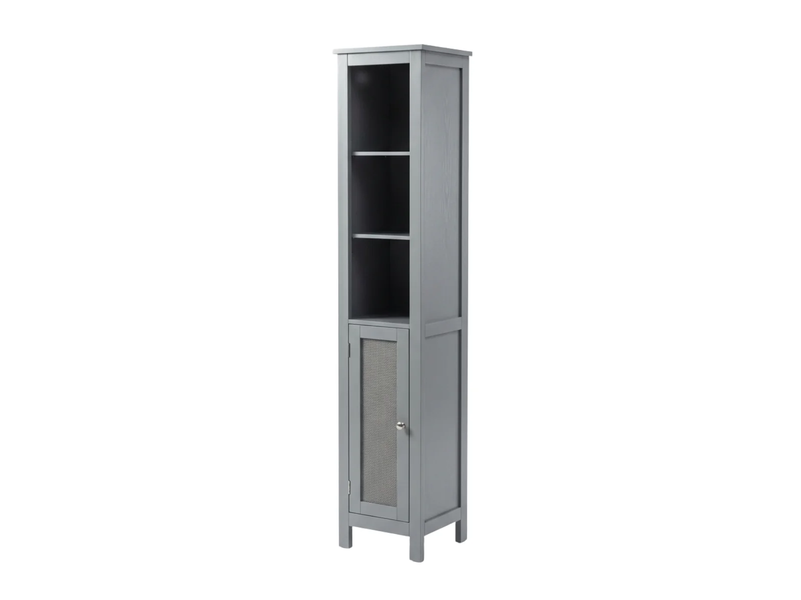 Tower Cabinet with Rattan Door - Grey - Image 6
