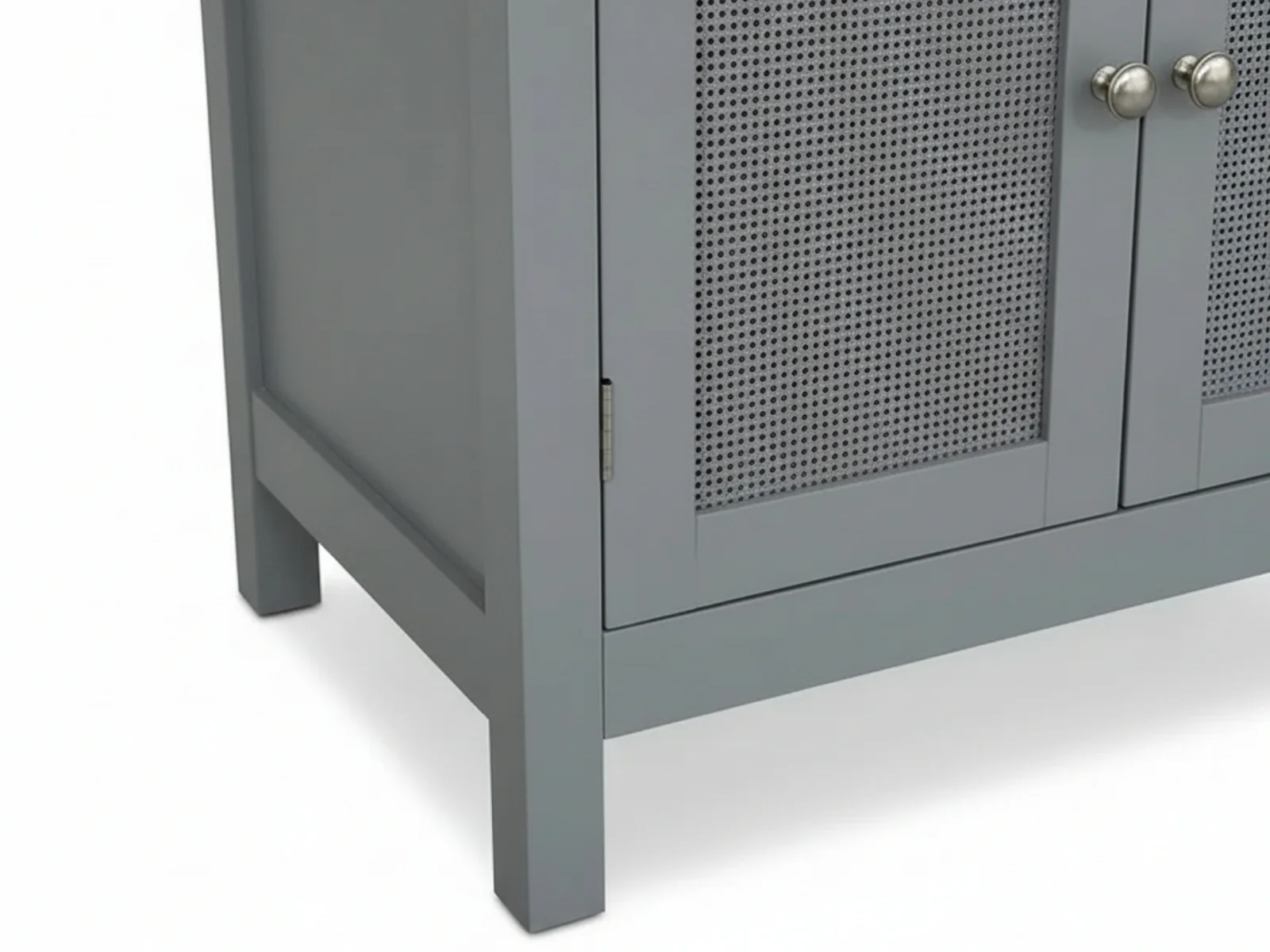 2-Door Rattan Storage Cabinet - Grey - Image 8