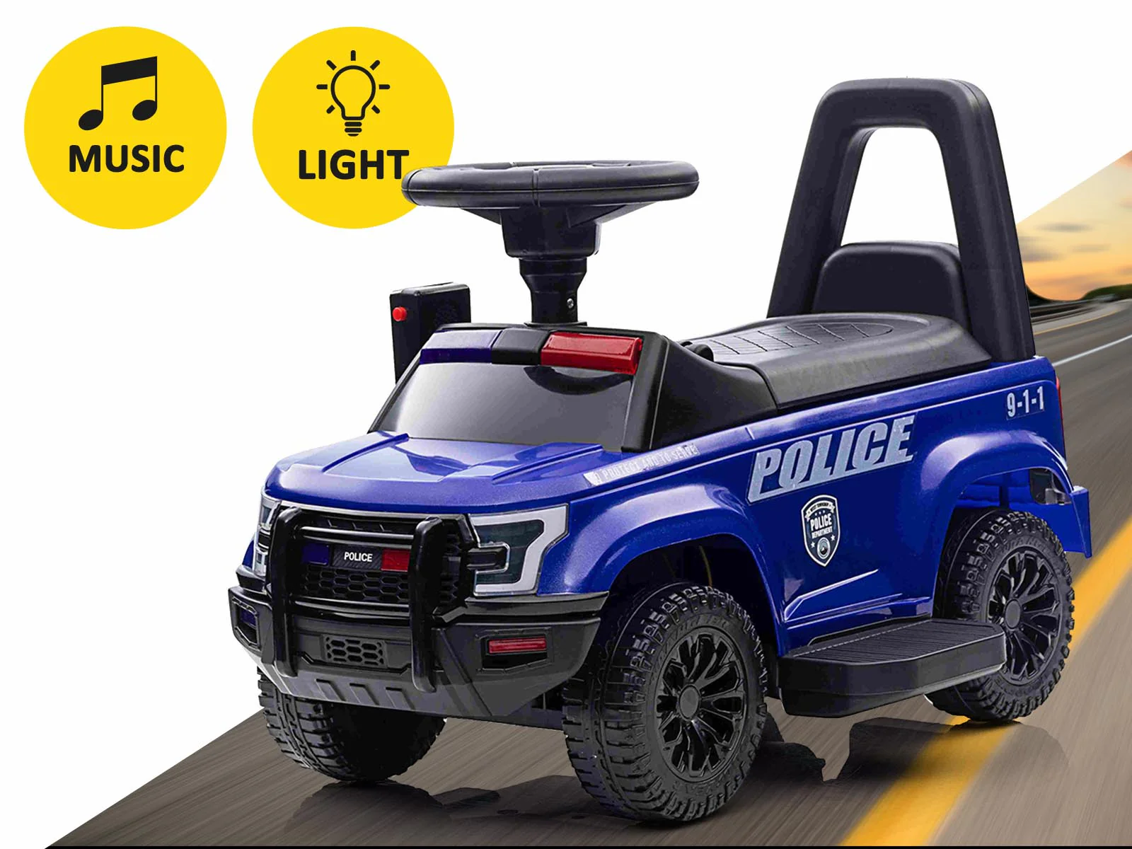 Kids Ride On Police Car - Blue - Image 2
