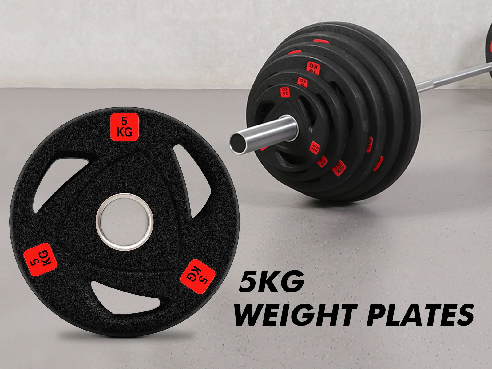 Rubber Weight Plates 5kg - Set of 4 - Image 2