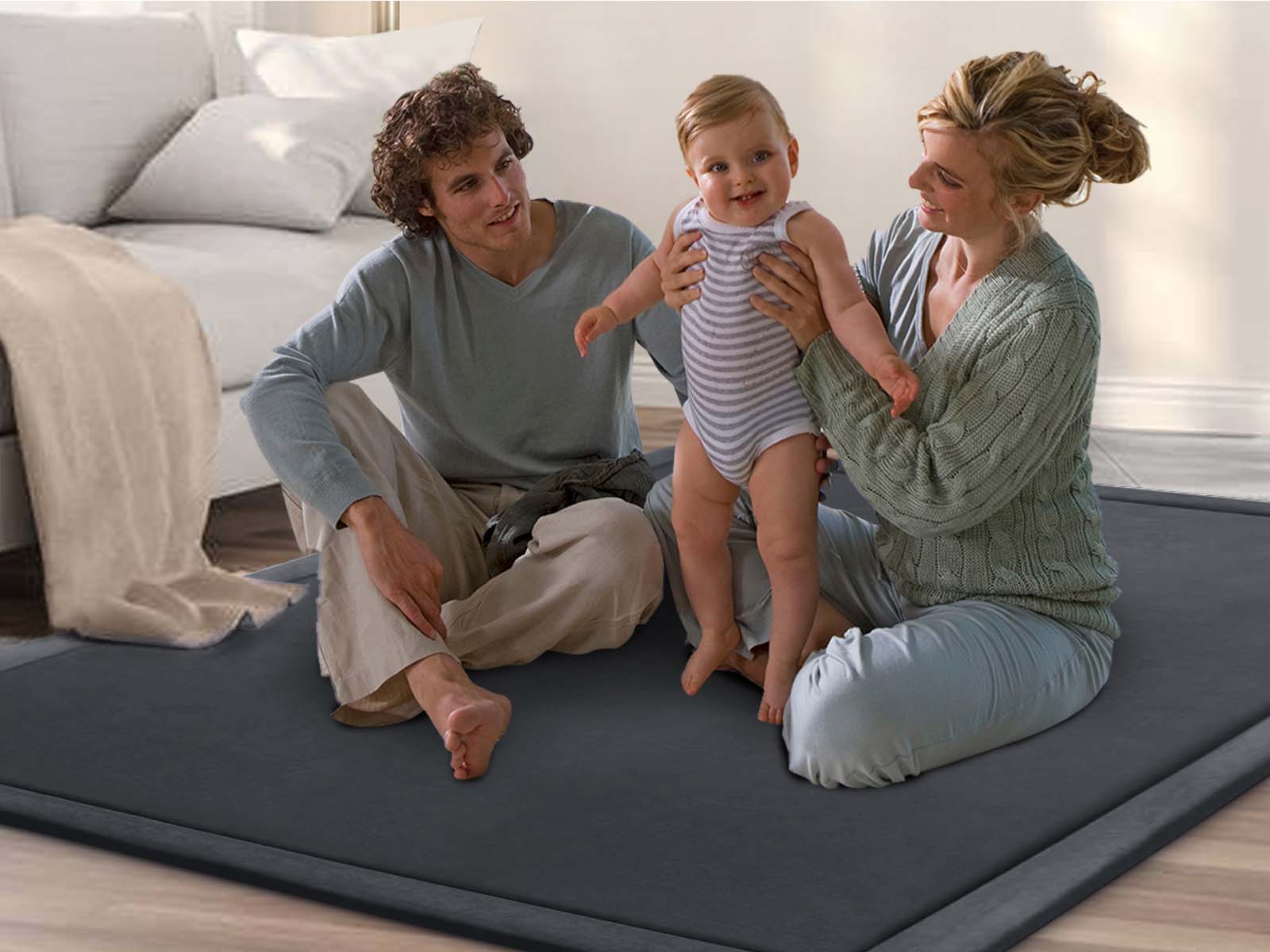 DS Soft Touch Plush Tatami Mat Rug 150cm x 200cm - Dark Grey - Image 7