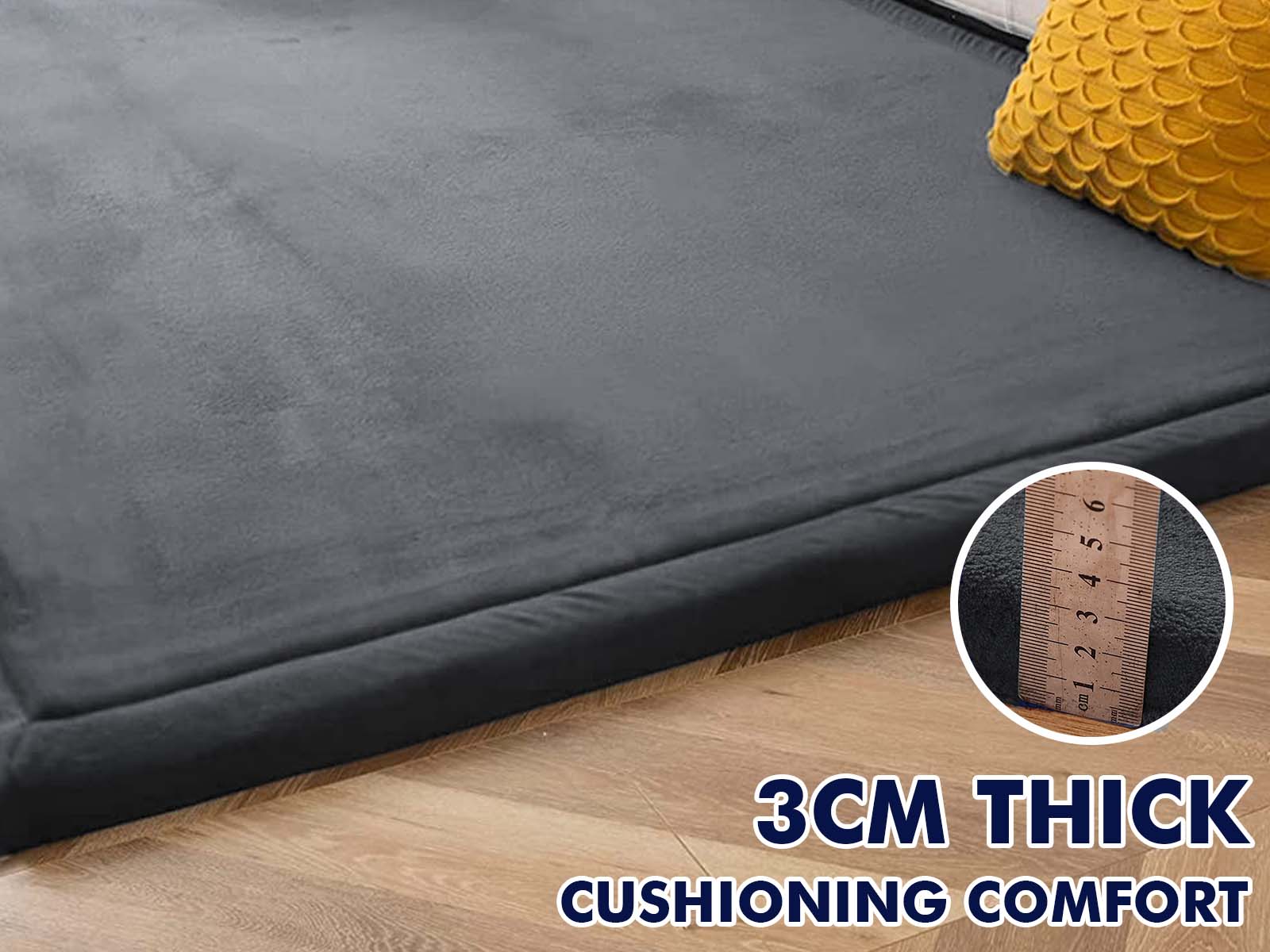 DS Soft Touch Plush Tatami Mat Rug 150cm x 200cm - Dark Grey - Image 8