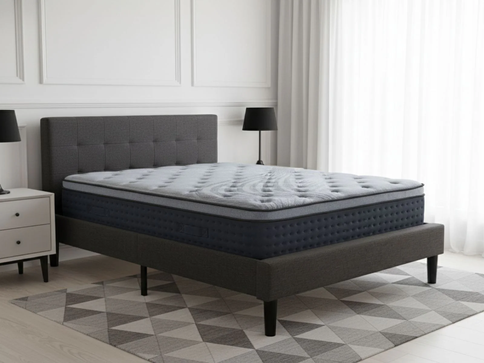 Soni Linen Bed Frame & Euro Top Mattress B34 - Double - Image 2