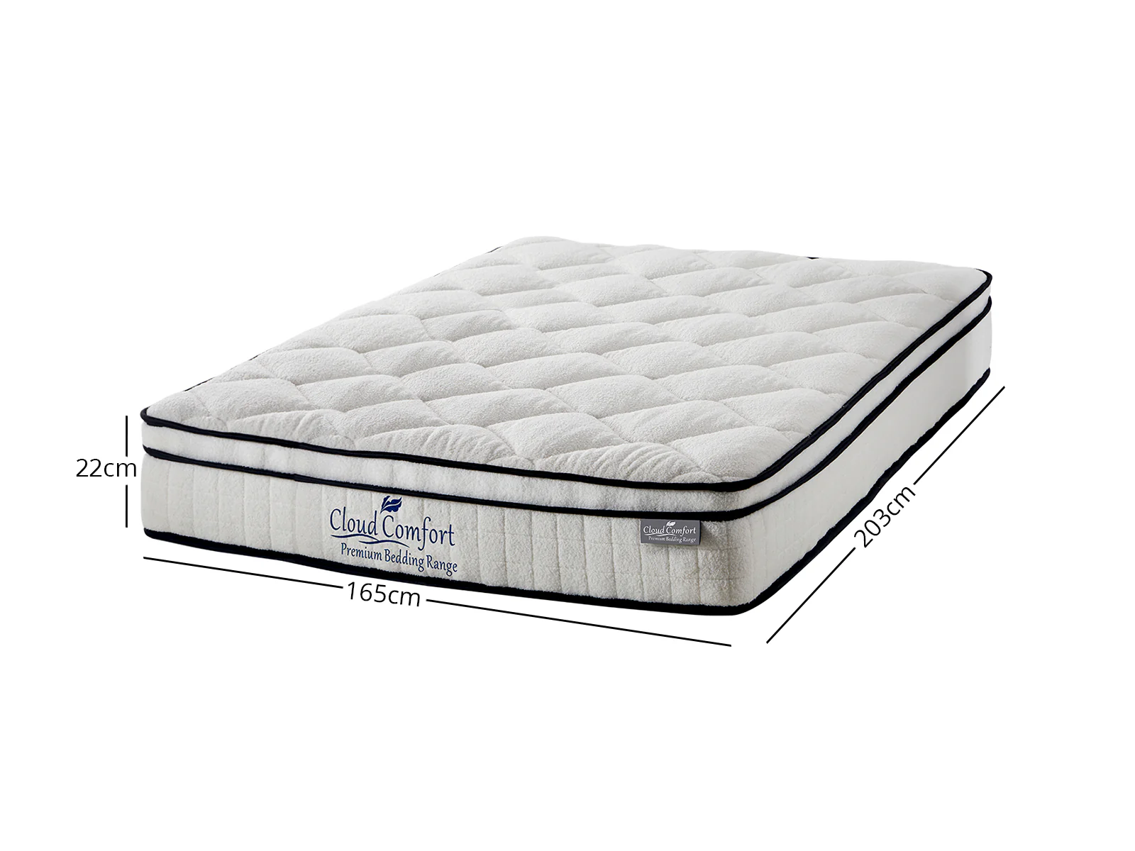 Darcy High Back Metal Bed Frame Black & Boucle22 Mattress - King - Image 14