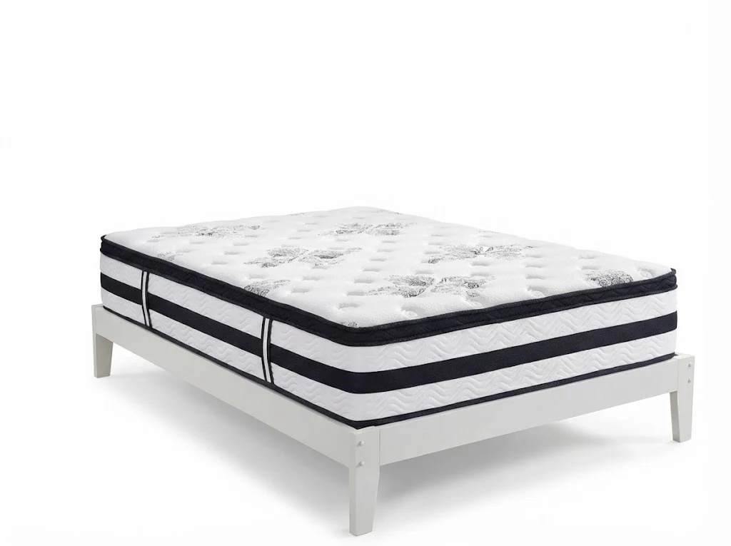 Sovo Bed Frame White & Euro Top Mattress K34 - Double