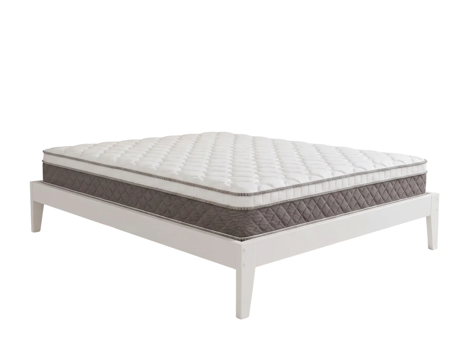 Sovo Bed Frame White & MEM23 Mattress - Queen