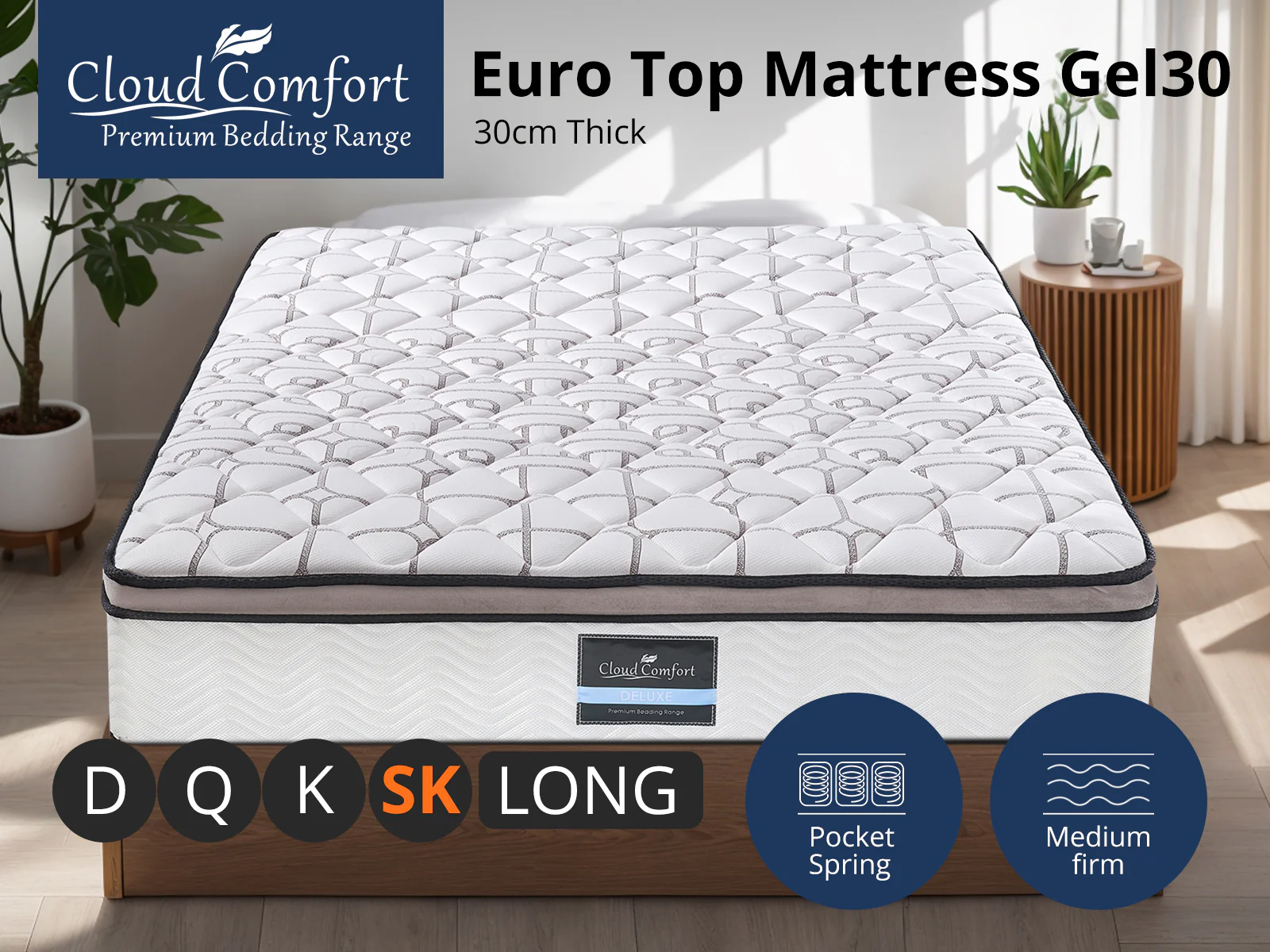 Euro Top Memory Foam Mattress GEL30 - Super King - Image 4