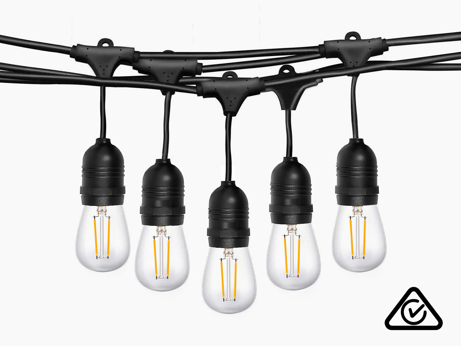 Suspended Socket Festoon Lights with LED Bulbs - 12 m