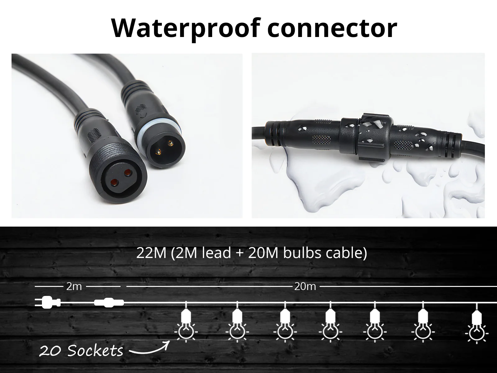Suspended Socket Festoon Lights with Tungsten Bulbs - 22 m - Image 3