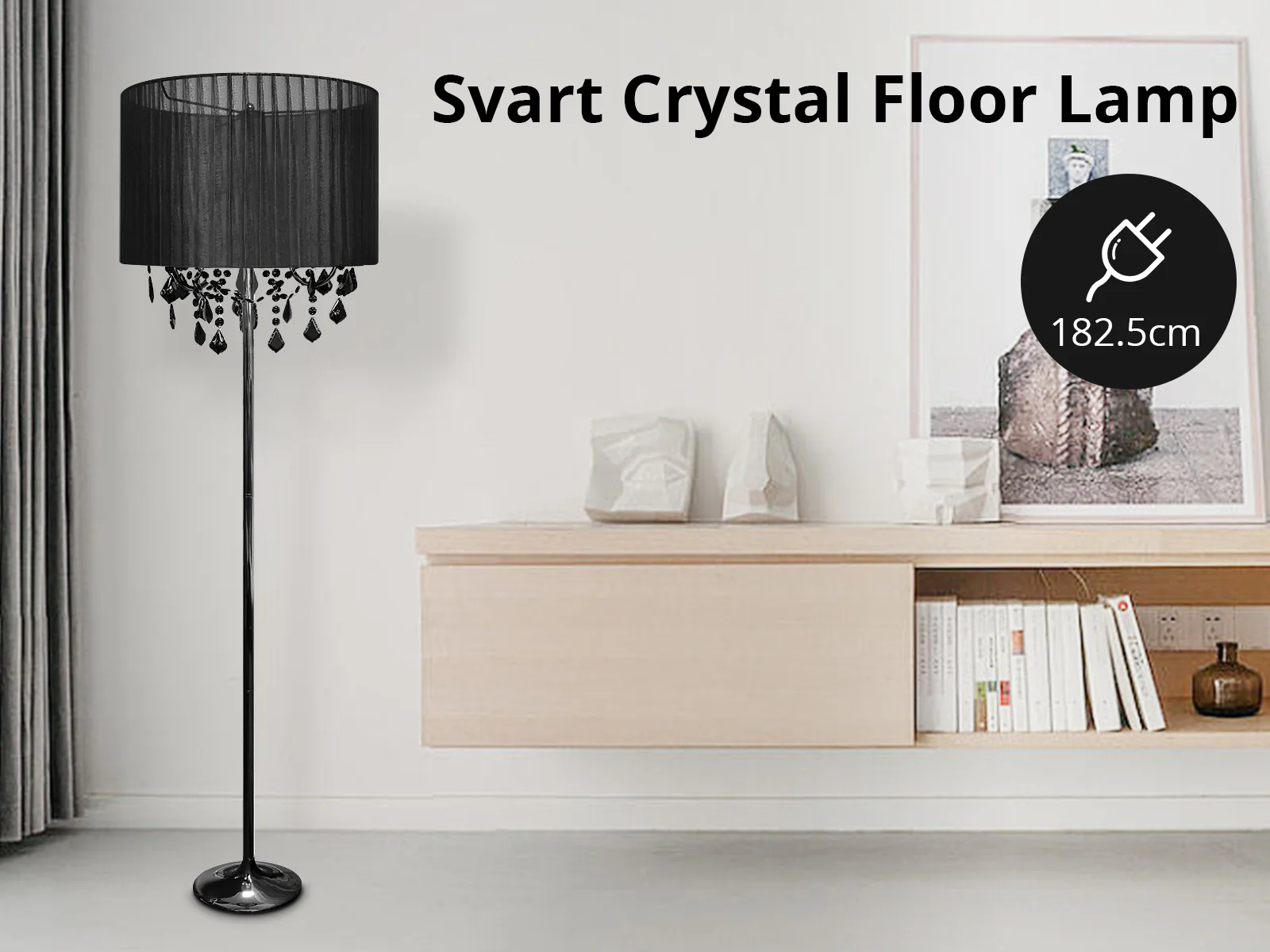 Svart Crystal Floor Lamp - Black - Image 3