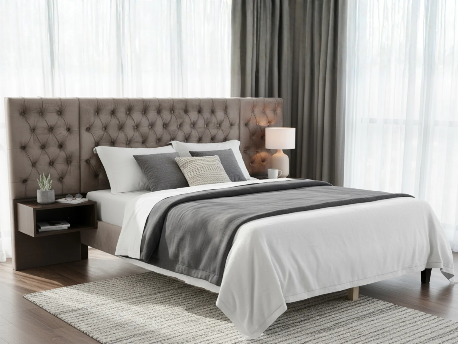 Amara Velvet Bed Frame with Bedside Tables - Double - Image 4
