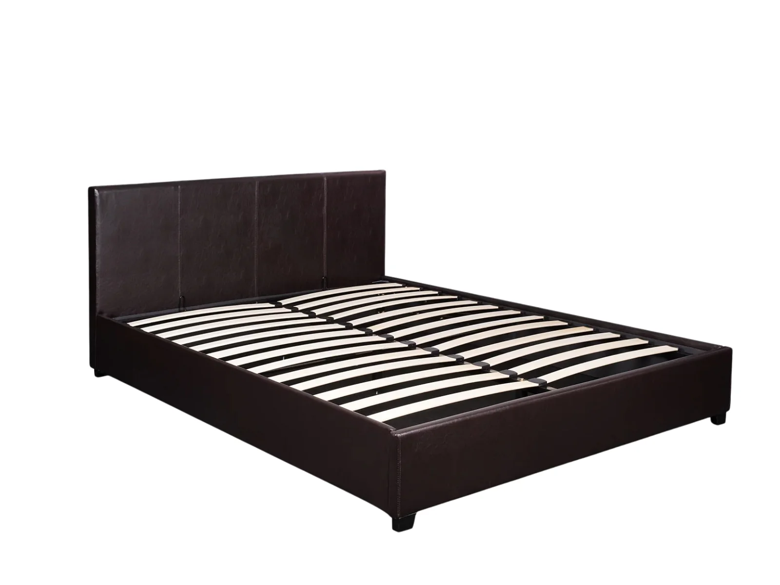 Bass Storage Bed Frame PU Dark Brown - Double - Image 4