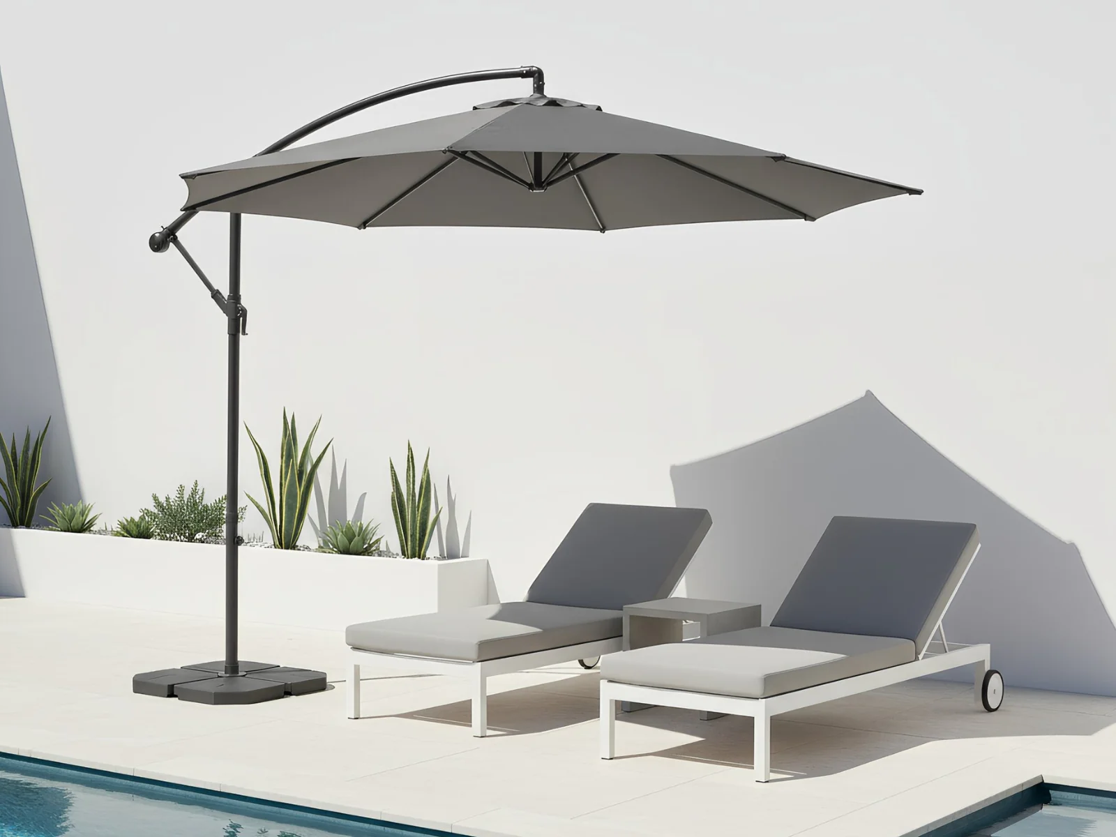 Grey Cantilever Patio Outdoor Umbrella - 3m - Image 10